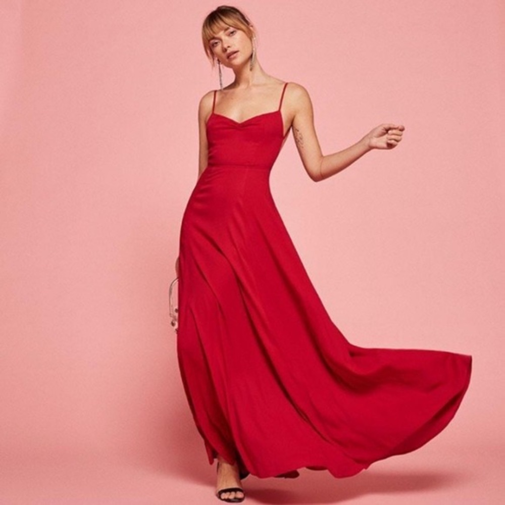 Reformation Thistle dress petite cherry